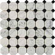 Каменная мозаика Pixmosaic Bianca Carrara, Nero Marquina PIX209 30,5x30,5 см