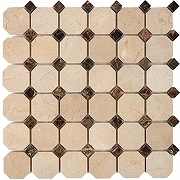 Каменная мозаика Pixmosaic Cream marfil, Dark Imperador PIX212  30,5x30,5 см