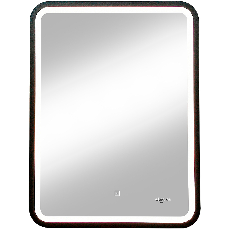 Зеркало Reflection Happy 600х800 RF4919HP с подсветкой Черное с сенсорным выключателем и диммером зеркало шкаф reflection circle led 600х800