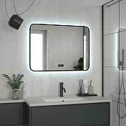 Зеркало Reflection Shadow 800х600 RF5733SH с подсветкой Черное с сенсорным выключателем, диммером, подогревом и часами-7