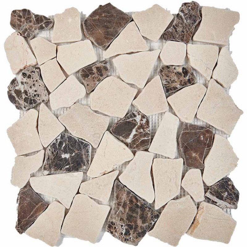 Каменная мозаика Pixmosaic Cream marfil, Dark Imperador PIX262 30,5x30,5 см коллекция плитки global tile imperador