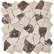 Каменная мозаика Pixmosaic Cream marfil, Dark Imperador PIX262  30,5x30,5 см