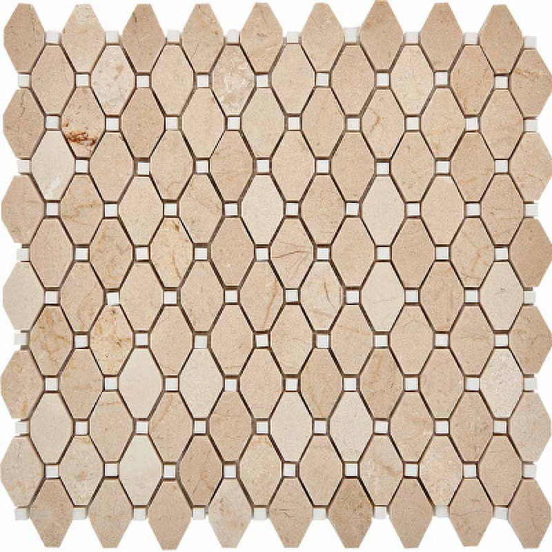 Каменная мозаика Pixmosaic Cream marfil, Thassos White PIX285 28,6x29,5 см
