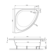 Стальная ванна Bette Arco 140x140 6035-000 PLUS с шумоизоляцией и антигрязевым покрытием-3