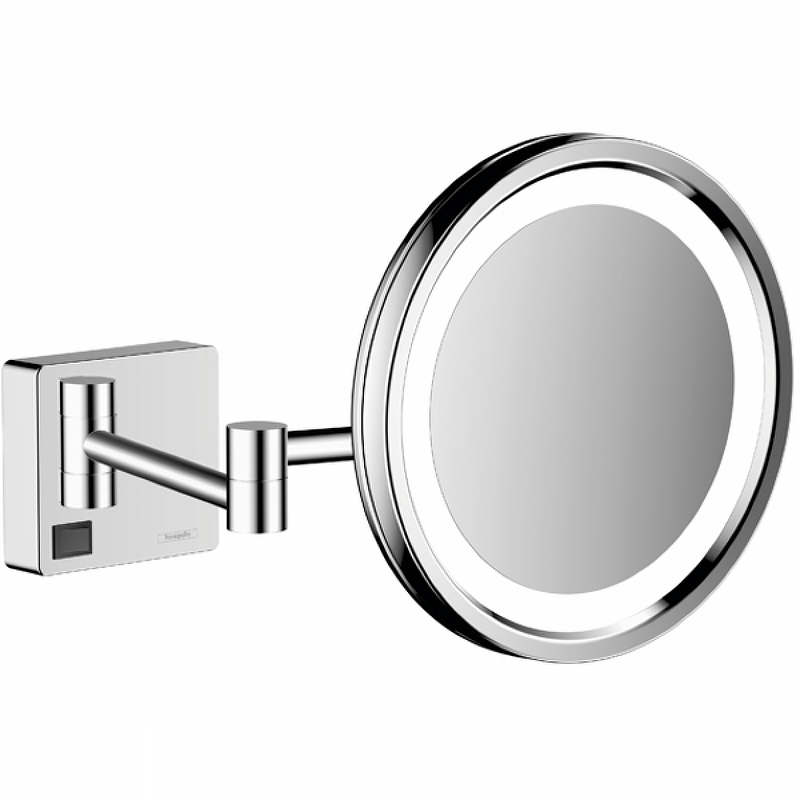 Косметическое зеркало Hansgrohe AddStoris 41790000 с подсветкой с увеличением Хром косметическое зеркало hansgrohe addstoris 41790700 с подсветкой с увеличением белое матовое
