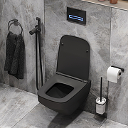 Комплект унитаза с инсталляцией AM.PM Inspire V2.0 CK50GG Черный матовый с сиденьем Микролифт с Черной глянцевой клавишей смыва с гигиеническим душем и аксессуарами для ванной комнаты-3