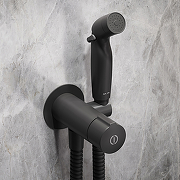 Комплект унитаза с инсталляцией AM.PM Inspire V2.0 CK50GG Черный матовый с сиденьем Микролифт с Черной глянцевой клавишей смыва с гигиеническим душем и аксессуарами для ванной комнаты-20
