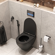 Комплект унитаза с инсталляцией AM.PM Spirit CK70GH Черный матовый с сиденьем Микролифт с Черной глянцевой клавишей смыва с гигиеническим душем и аксессуарами для ванной комнаты-3