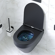 Комплект унитаза с инсталляцией AM.PM Spirit CK70GH Черный матовый с сиденьем Микролифт с Черной глянцевой клавишей смыва с гигиеническим душем и аксессуарами для ванной комнаты-9