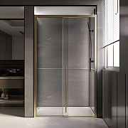 Душевая дверь Veconi Premium Trento PTD-30G 150 PTD30-G-150-01-C4 профиль Брашированное золото стекло прозрачное-2