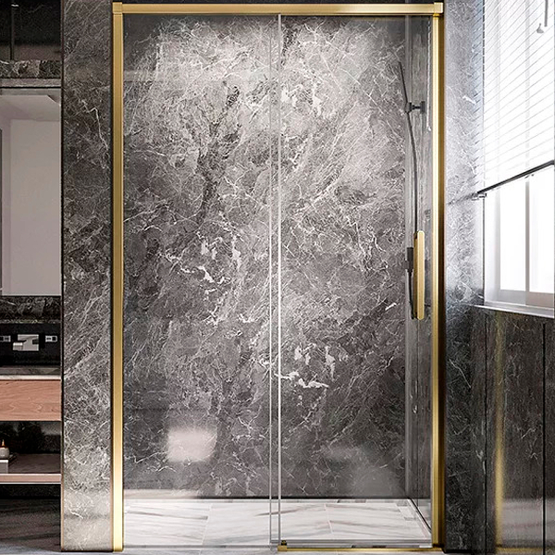 Душевая дверь Veconi Premium Trento PTD-40G 150 PTD40-G-150-01-C4 профиль Брашированное золото стекло прозрачное