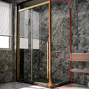 Душевая стенка Veconi Premium Trento SP-30G 100 SP30-G-100-01-C4 профиль Брашированное золото стекло прозрачное