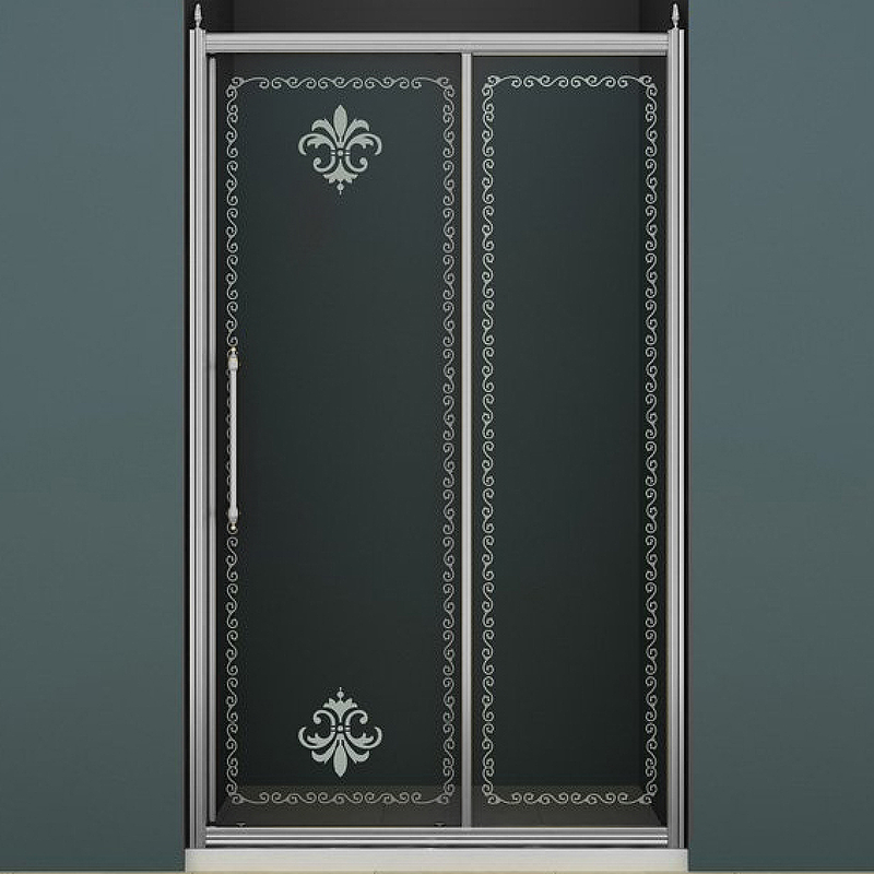 Душевая дверь Cezares Retro 110 RETRO-BF-1-110-PP-Cr профиль Хром стекло матовое с прозрачным рисунком