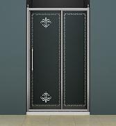 Душевая дверь Cezares Retro 110 RETRO-BF-1-110-PP-Cr профиль Хром стекло матовое с прозрачным рисунком-1