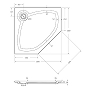 Душевой поддон из искусственного камня Cezares Tray S 90x90 TRAY-S-P-90-56-W Белый-1