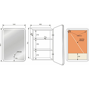 Зеркальный шкаф Style Line Каре 55 L СС-00002373 с подсветкой Белый-15