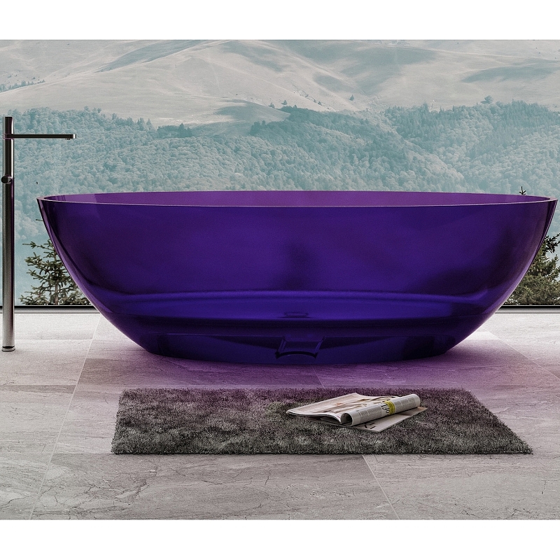 цена Ванна из полиэфирной смолы Abber Kristall 180х85 AT9702Amethyst Фиолетовая без гидромассажа