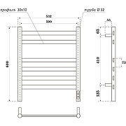 Электрический полотенцесушитель Point Селена PN16856GR П6 500x600 диммер справа Графит премиум-2