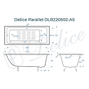 Чугунная ванна Delice Parallel 170x80 DLR220502-AS без отверстий под ручки с антискользящим покрытием-7