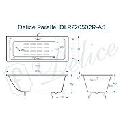 Чугунная ванна Delice Parallel 170x80 DLR220502R-AS с ручками с антискользящим покрытием-7