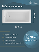 Чугунная ванна Delice Parallel 180x80 DLR220506-AS без отверстий под ручки с антискользящим покрытием-4