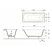 Чугунная ванна Delice Continental 150x70 DLR230612R-AS с отверстиями под ручки с антискользящим покрытием-1