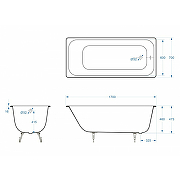Чугунная ванна Delice Aurora 170x70 DLR230605R с отверстиями под ручки без антискользящего покрытия-1
