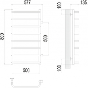 Водяной полотенцесушитель Terminus Стандарт П8 500х800 бп500 4670078530387 Хром, боковое подключение, G 1