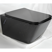 Унитаз CeramaLux 2215BW подвесной Черный мрамор с сиденьем Микролифт