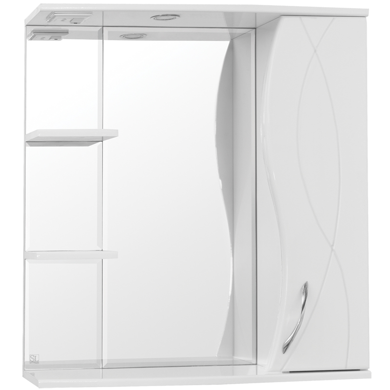 Зеркало со шкафом Style Line Амелия 75 с подсветкой Белый глянец зеркало со шкафом style line венеция 65 с с подсветкой белый глянец