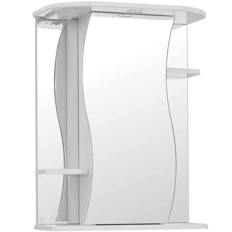 цена Зеркальный шкаф Style Line Эко волна Лилия 55 С с подсветкой Белый глянец