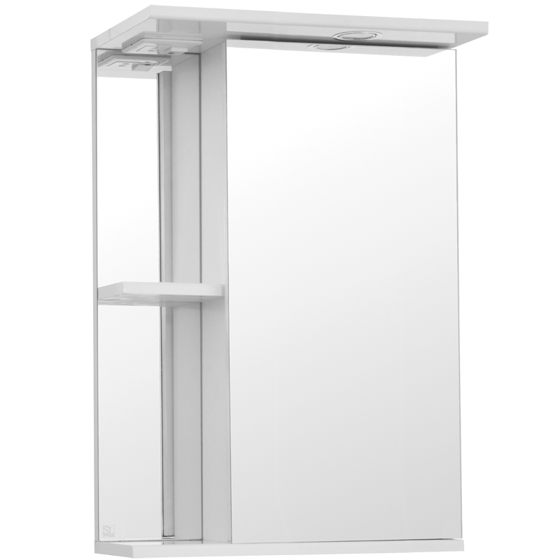 цена Зеркальный шкаф Style Line Эко стандарт Николь 45 С с подсветкой Белый глянец