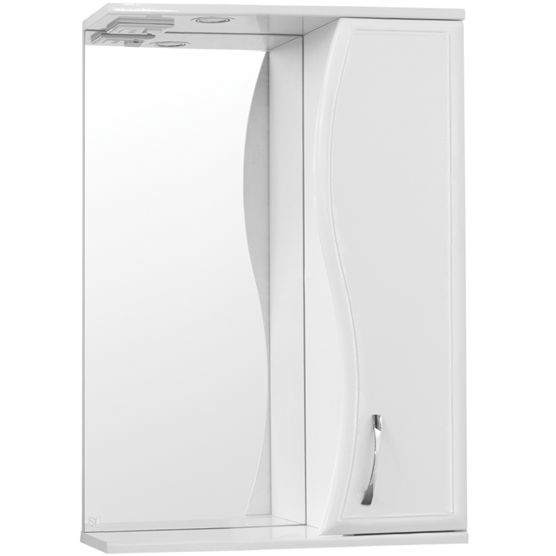 Зеркало со шкафом Style Line Эко волна Панда 55 С с подсветкой Белый глянец зеркало со шкафом style line олеандр 2 люкс 55 лс 00000049 с подсветкой белое