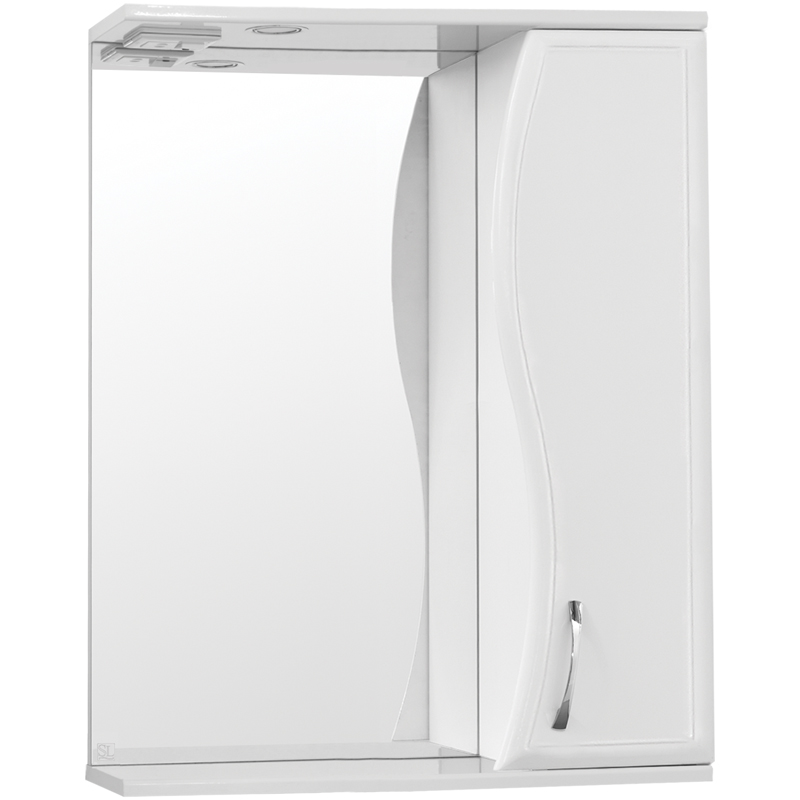 Зеркало со шкафом Style Line Эко волна Панда 60 С с подсветкой Белый глянец зеркало со шкафом style line лана 60 сс 00002254 с подсветкой белое