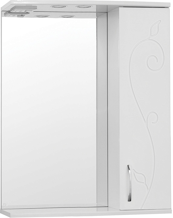 цена Зеркало со шкафом Style Line Эко фьюжн Панда 65 С подсветкой Белый глянец