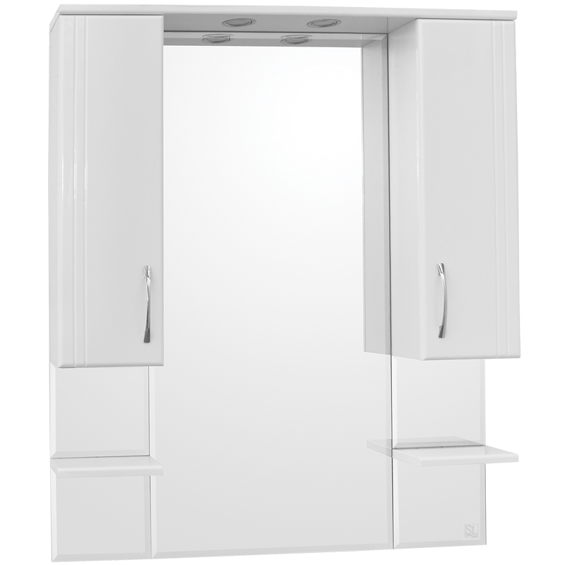 Зеркало со шкафом Style Line Эко стандарт Энигма 90 С с подсветкой Белый глянец зеркало со шкафом style line олеандр 2 90 с с подсветкой белый глянец