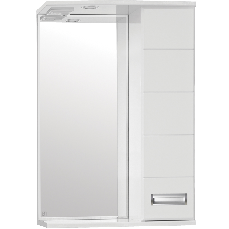 Зеркальный шкаф Style Line Ирис 55 С с подсветкой Белый глянец ЛС-00000018 - фото 1