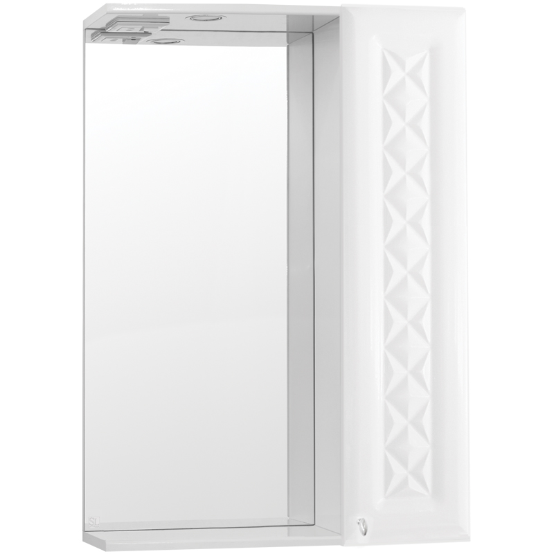 Зеркало со шкафом Style Line Канна 60 С Люкс с подсветкой Белый глянец зеркало со шкафом style line лана 60 сс 00002254 с подсветкой белое