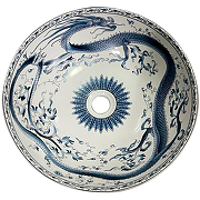 Раковина-чаша Bronze de Luxe Dynasty 40 4008 Белая Синяя-1