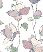 Обои Marburg Flora 47472 Винил на флизелине (0,53*10,05) Розовый/Зеленый/Белый, Цветы/Листья-2