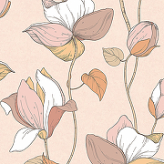 Обои Marburg Flora 47471 Винил на флизелине (0,53*10,05) Бежевый/Розовый/Белый, Цветы/Листья-1