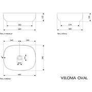 Раковина-чаша Plumberia Selection VELOMA OVAL BN 48x12.5x38 Белая матовая Черная-5