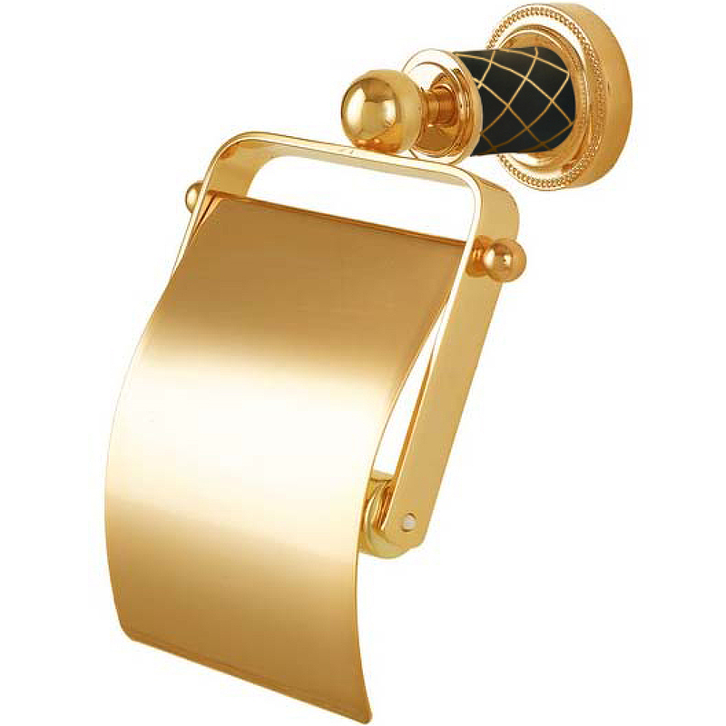 цена Держатель туалетной бумаги Boheme Murano 10901-B-G с крышкой Золото Черный