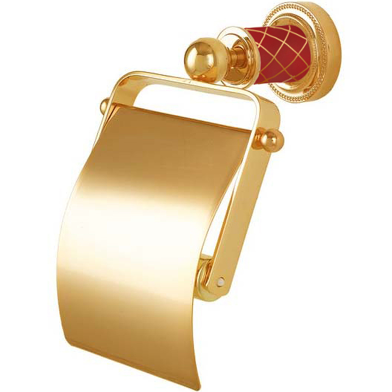 Держатель туалетной бумаги Boheme Murano 10901-R-G с крышкой Золото Рубиновый