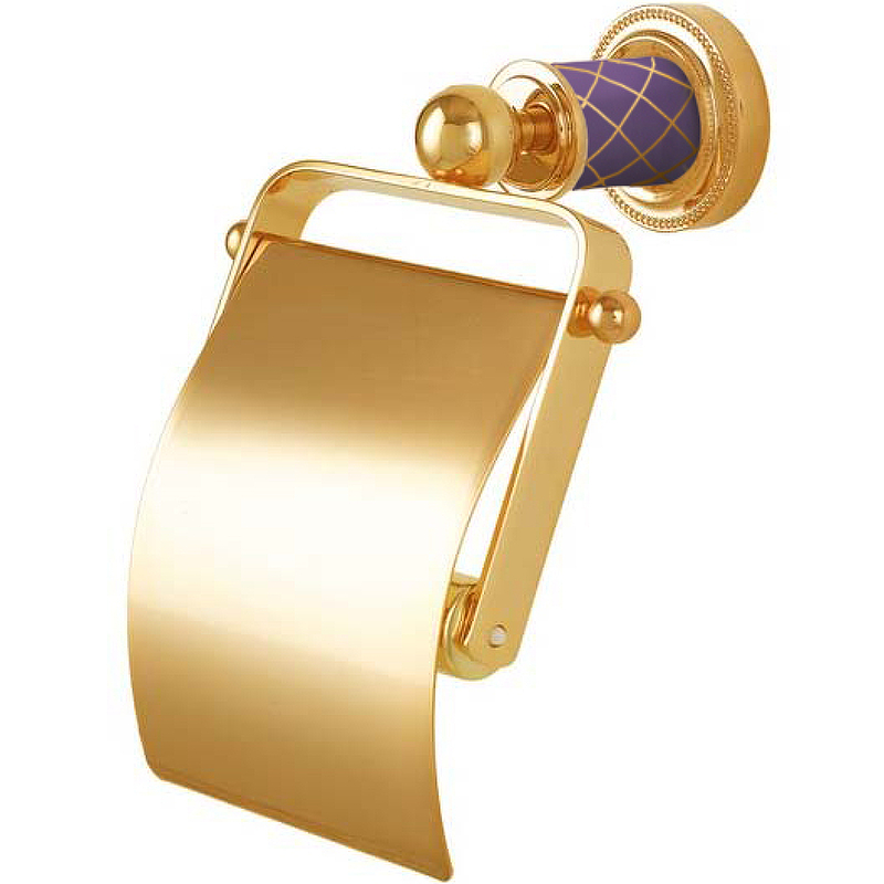 Держатель туалетной бумаги Boheme Murano 10901-V-G с крышкой Золото Фиолетовый