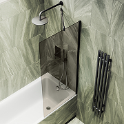 Шторка на ванну Maybah Glass MGV-250-6ш 300x1400 в широком профиле Черный стекло бронзовое-3