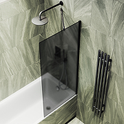 Шторка на ванну Maybah Glass MGV-251-6ш 300x1400 в широком профиле Черный стекло графитовое матовое-3