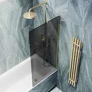 Шторка на ванну Maybah Glass MGV-251-3ш 300x1400 в широком профиле Золото стекло графитовое матовое-3