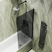 Шторка на ванну Maybah Glass MGV-78-6ш 400x1400 в широком профиле Черный стекло графитовое-3