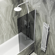 Шторка на ванну Maybah Glass MGV-78-1ш 400x1400 в широком профиле Белый стекло графитовое-3